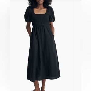 Madewell lucie puff sleeve midi dress black